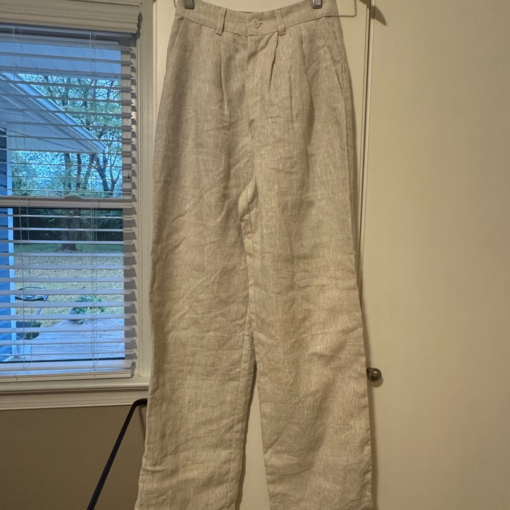 Reformation Light Beige Wide-Leg Pants